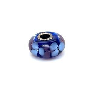 Trollbead Blue with Purple Flower Bead